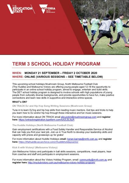 Online School Holiday Program Spring 2020